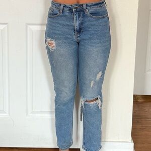 Fashion Nova Blue Distressed Jeans